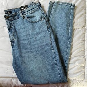 high waist light blue skinny jeans